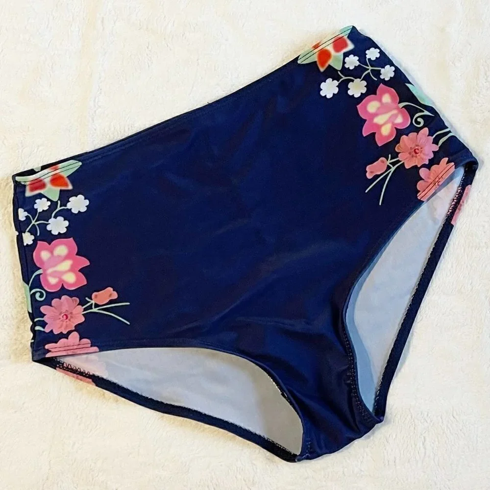 High Waisted Floral Bikini Bottom - S